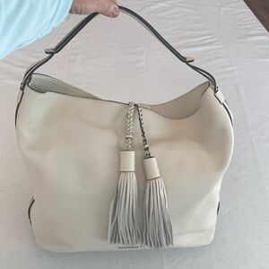 REBECCA MINKOFF Cream Ivory Leather Hobo Shoulder Bag EUC